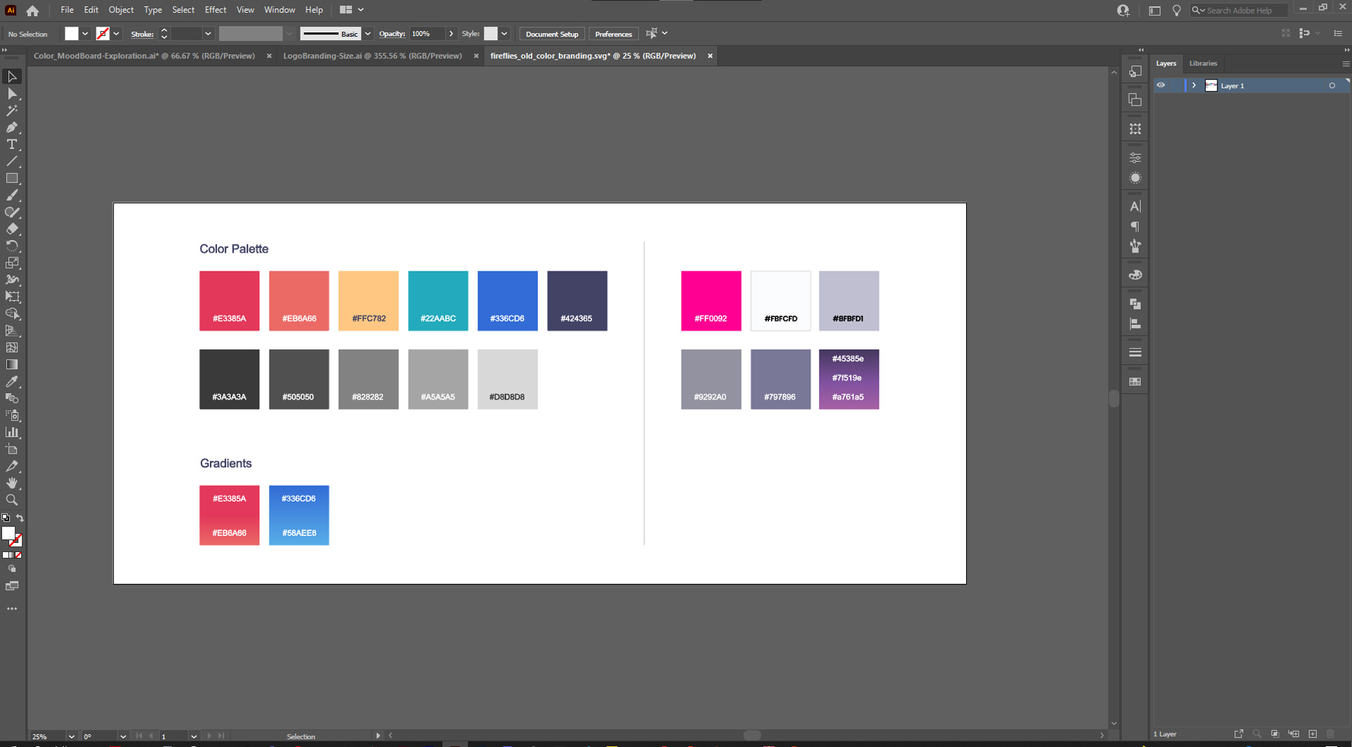 Finalization based on the previous moodboard color palette exploration.