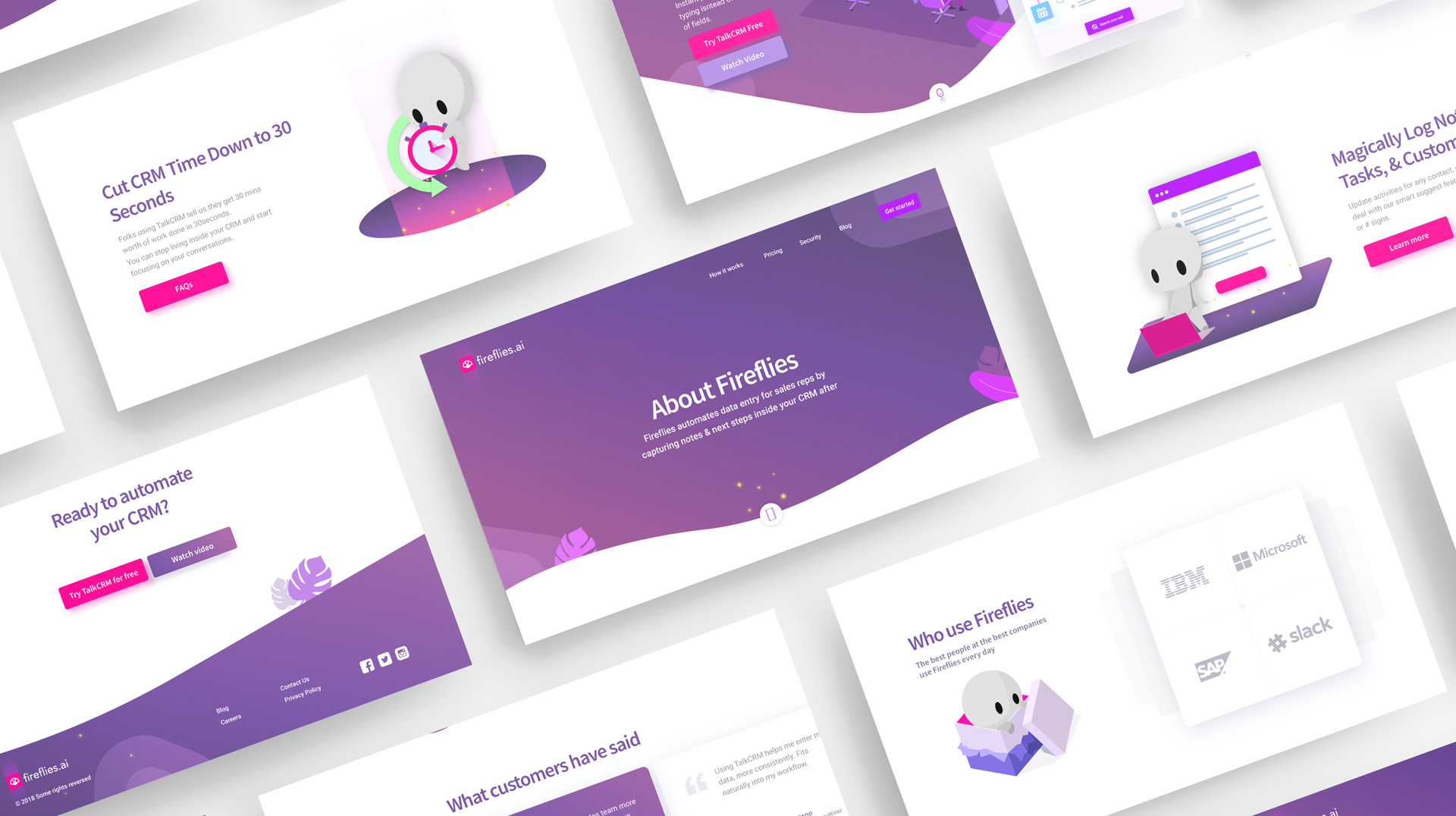 Designs Raymond Shen has made for Fireflies.ai internal web pages